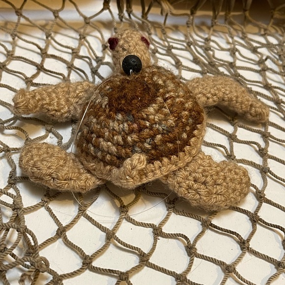 Crochet Brown & Tan Lava Bead Essential Oil Diffuser Sea Turtle Ornament SK - Picture 4 of 6
